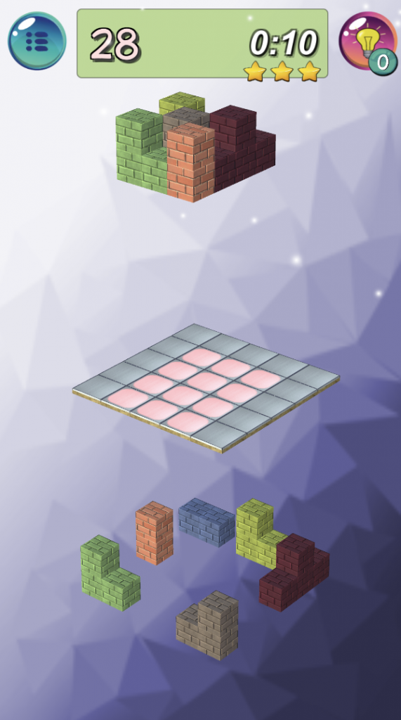 Nivel principiante del juego Blocks 3D Puzzle